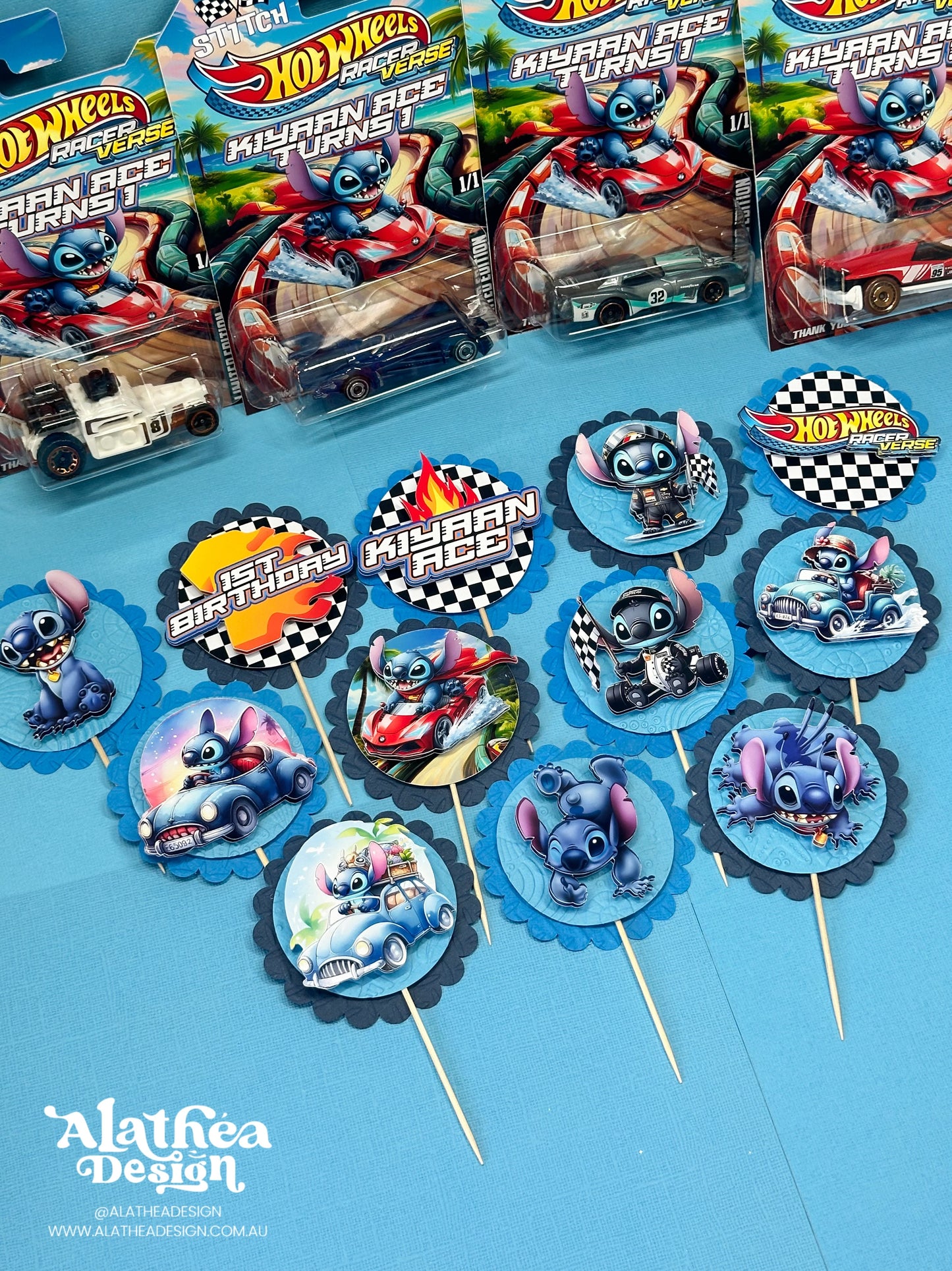 Stitch x Hot Wheels Cupcake Toppers