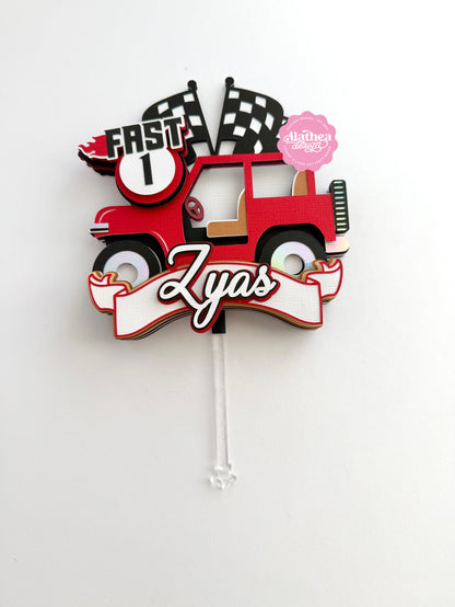 Jeep Cake Topper | Fast One Theme | Red Car Cake Topper