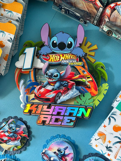 Stitch x Hot Wheels Theme Cake Topper