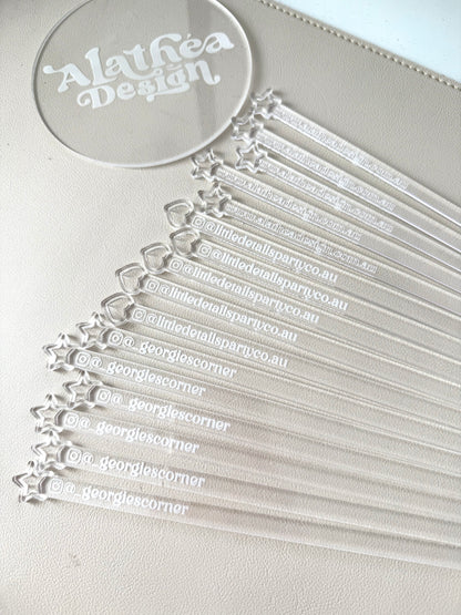 Personalised Acrylic Cake Topper Sticks Blank | Cakesicle | Paper Craft Cake Topper Stick Individual