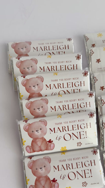 Bear Theme Personalised Chocolate Bar - 40g | Custom Party Favour